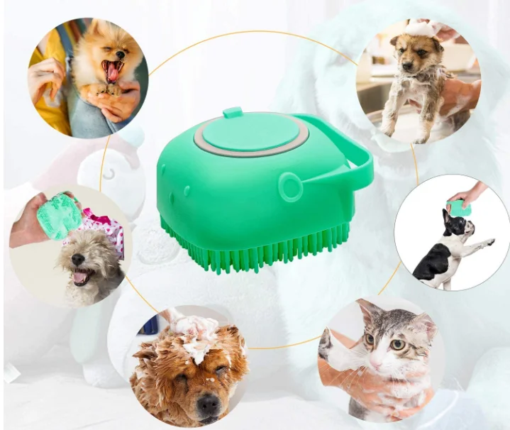 

Pet Dog Shampoo Massager Brush Cat Massage Comb Grooming Scrubber Shower Brush for Bathing Short Hair Soft Silicone Brushes