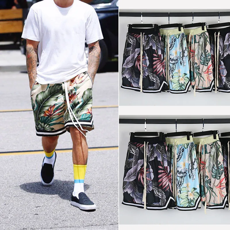 

2021 Summer Casual Zipper Pockets Shorts Mens Floral Print Shorts, Photo shown