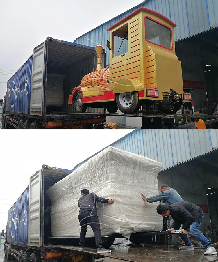 Outdoor Kids Electric Road Small Tourist Trackless Train Sets Factory