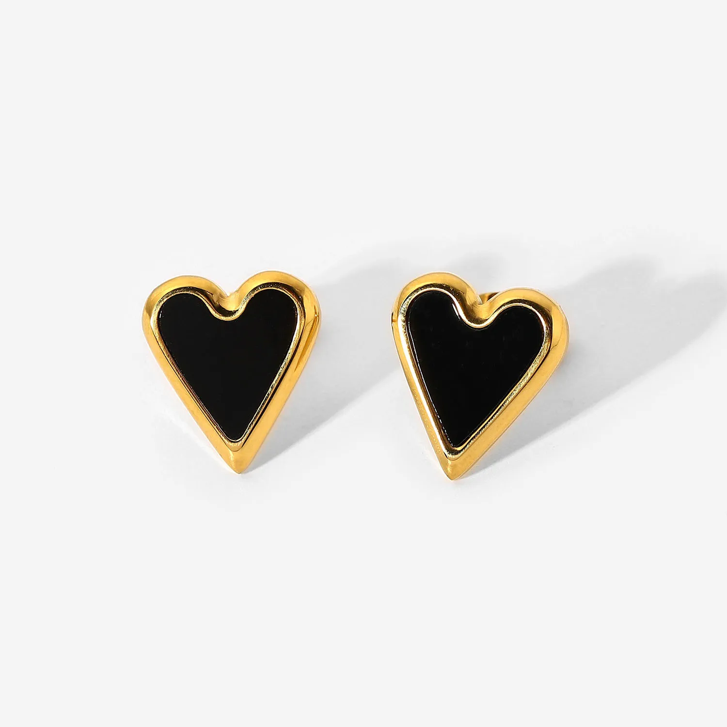 

New fashion Stainless steel white black shell malachite gold heart stud earrings for women, As picture