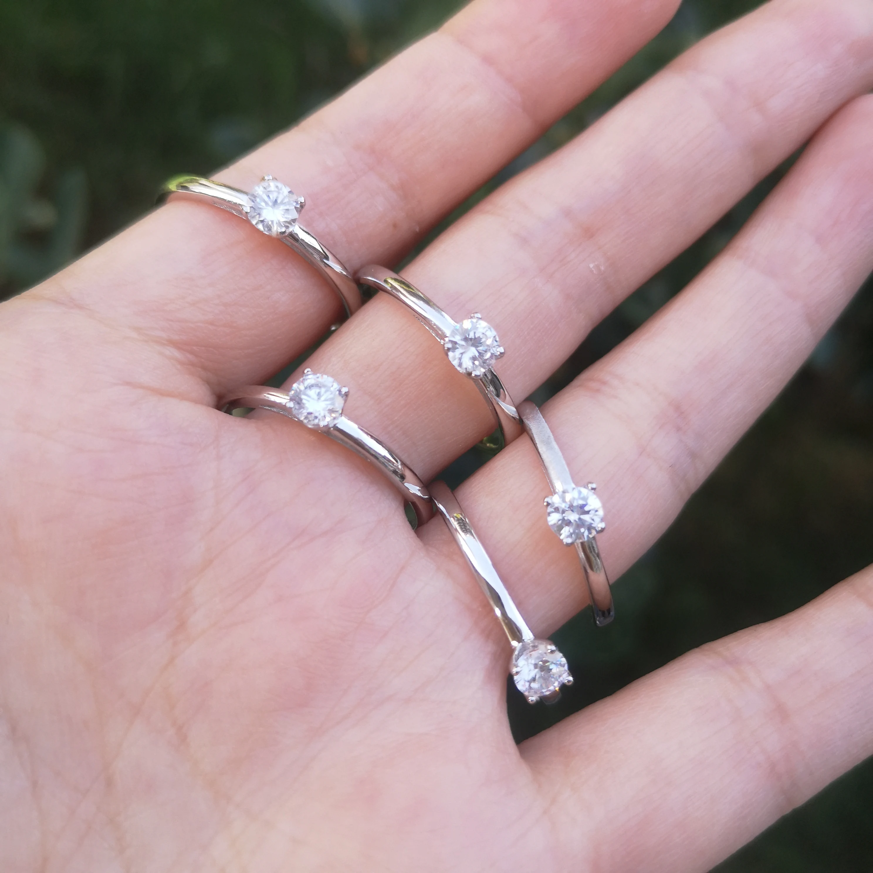 

Jialin jewelry 925 Sterling Silver couple diamond rings wedding engagement gold finger ring design for women