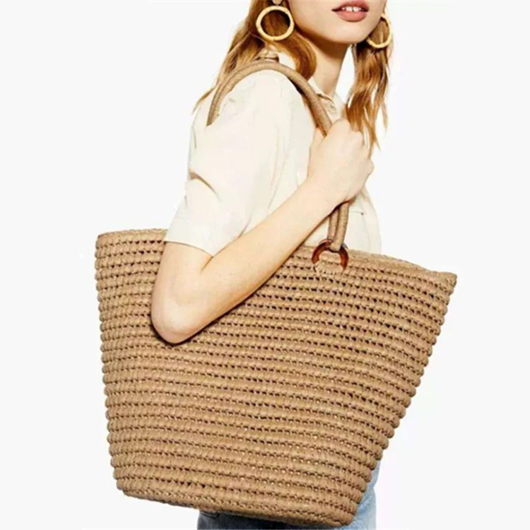

Natural Seagrass Tote Shopping Bags Vietnam Woven Seagrass Beach Handbag