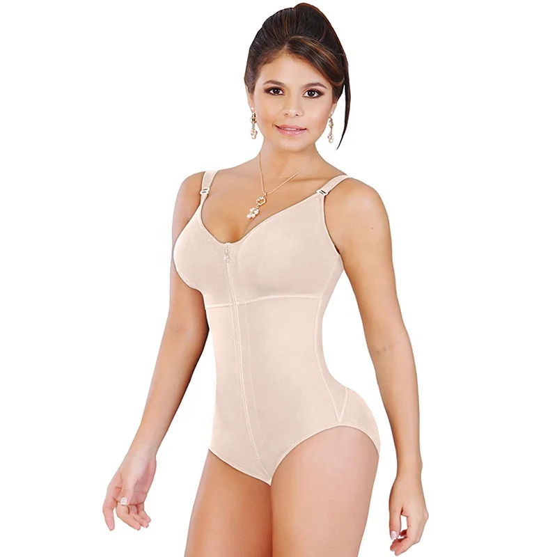 

Fajas Colombianas Reductoras y Moldeadoras Full body Bra Girdle Tummy Control shapewear with Zipper for Women, Black, skin can be customerized