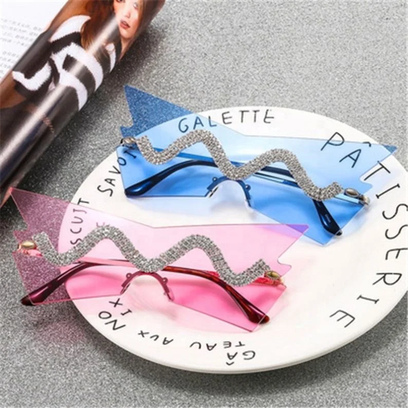 

Fashion Frameless Rhinestone Wholesale Sunglasses in Stock, 5 colors