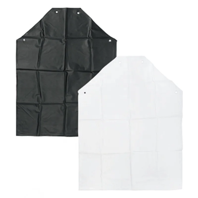

High quanlity wholesale White Black waterproof Pvc 0.15mm chemical resistant kitchen chef salon aprons for adults, Blue,white,