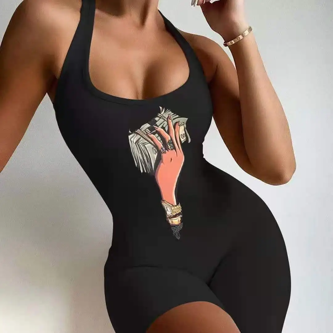 

Women O-Neck Sleeveless Jumpsuit Black Jumpsuit Support Customization