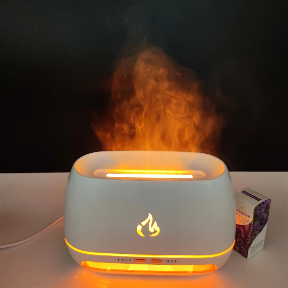 

Desktop Usb 240ml Fire Diffuser Essential Oil Household Ultrasonic Crystal Salt Rock Flame Aroma Humidifier Diffuser