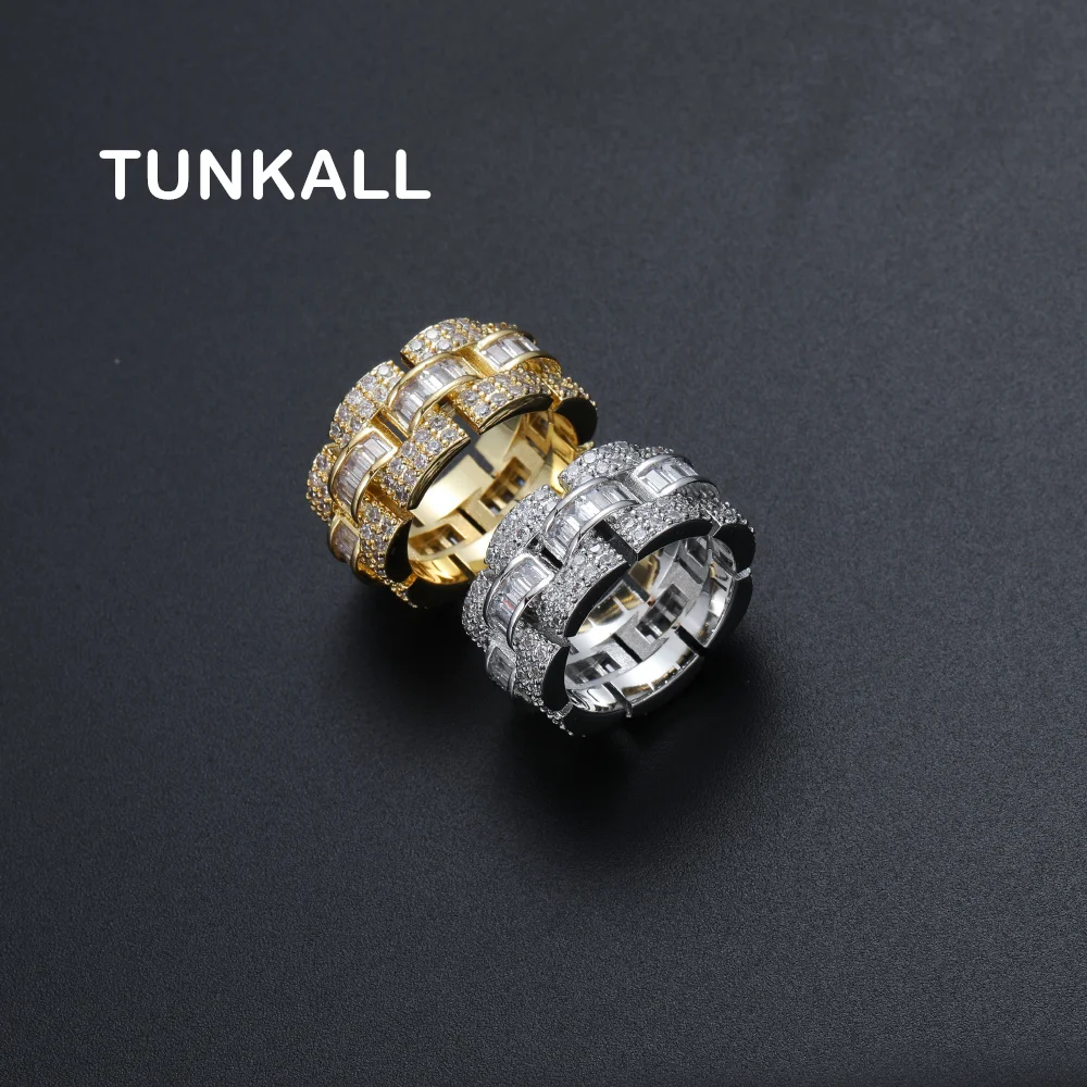 

R039 Fashion Brass Ring Cubic Zircon Iced Accessory Men's Gift Party Wedding Hip hop Jewelry