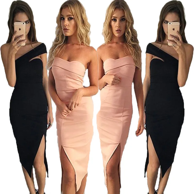 

Ladies' Favorite Casual And Elegant Clubhouse In Summer Wearing Bodycon Mini Dresses, Black / pink