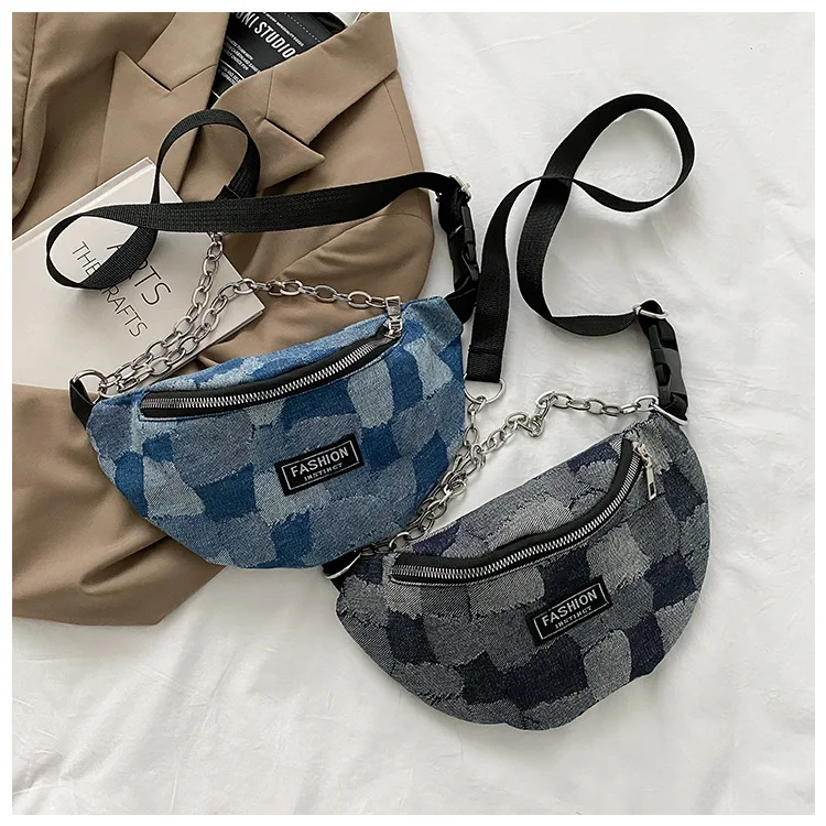 

Low Price Underarm Bag Women Outdoors Running Waist Bag Checkerboard Sling Chest Bag Women