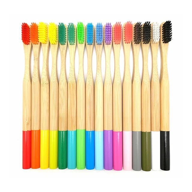 

Eco Friendly Biodegradable Natural Bamboo Toothbrush with Soft Bristles for Adults and Teenagers, Black, red, rose red, pink, white, yellow, purple, green, blue