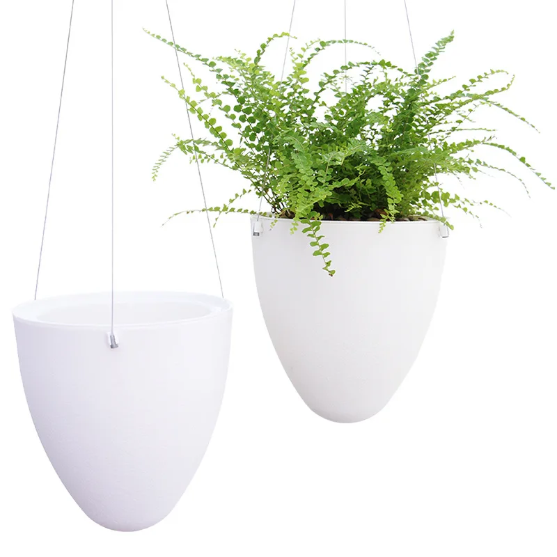 

Wholesale Egg-shaped Hanging Flower Vegetable Pots Home Plastic Lazy Self Watering Garden Pot, As picture