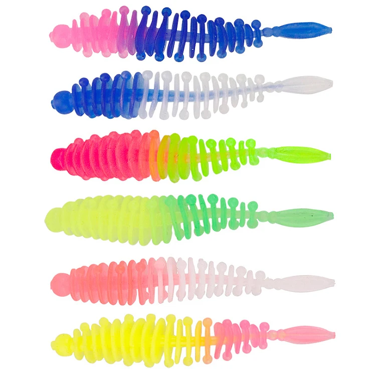 

WeiHe 6colors fishing Needle tail soft maggot bait 5.5cm/1.2g Silicone fishing lure threaded maggot leurre souple, 6 colors