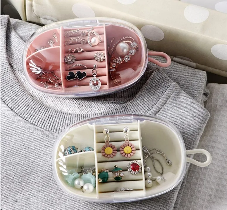 

Transparent Plastic Jewelry Boxes Storage With Lid Earring Necklace Holder