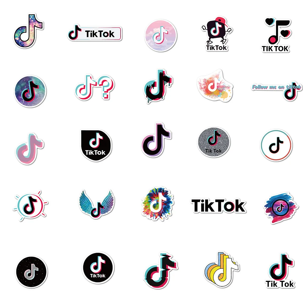 50pcs Tik Tok Logo Tide Brand Fresh Sticker For Girl Home Decoration ...