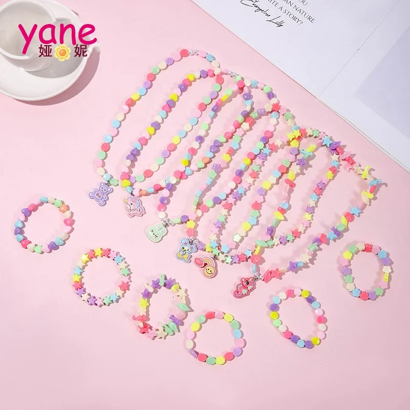 

6 styles kids Jewelry accessories colorful beads Necklace and Bracelet Set