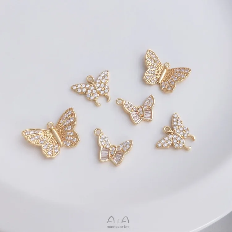 

Cute 14k Gold Plated Butterfly Pendants Lovely Copper Micro-inlay Zircon Butterfly Pendant