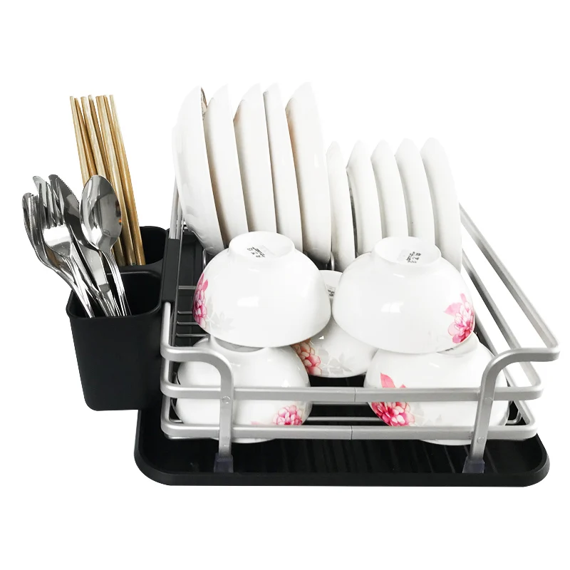 Sturdy Kitchen Storage Holders Racks Dish Fog Silver Aluminum Draining