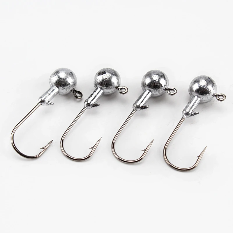 

50Pcs/Bag crank Jig head hook fishing hook lead head Jig lure hard bait soft worm jig hook for fishing, Shown