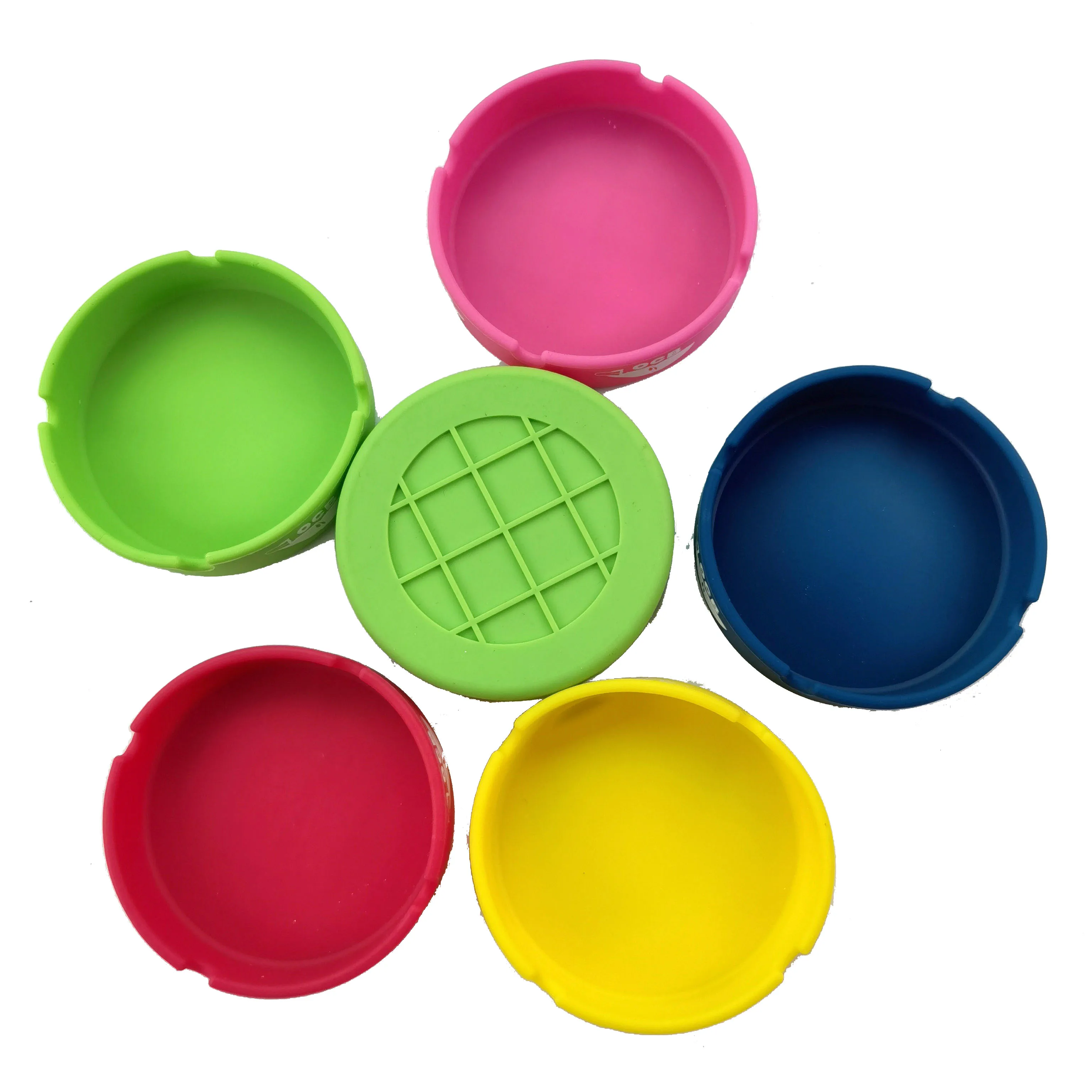 

cigar ash tray food safe Cigarette Holder Soft Round Portable Pockets Silicone Ashtray, Green/yellow/red/pink/blue