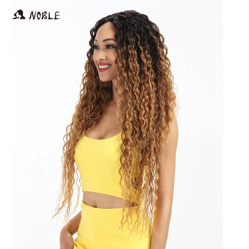 

Noble Toupee 31'' Long Middle Lace Part Wavy Kinky Curly 150% Density Wigs supplier Lace Front Synthetic Hair Wigs