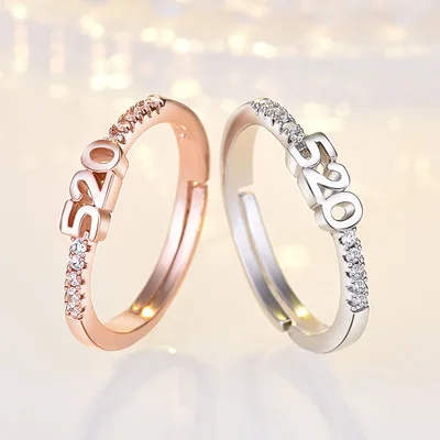 

Number 520 Diamond  Ladies Ring Jewelry Wedding Bands Trendy Ring for Women Men, Gold silver