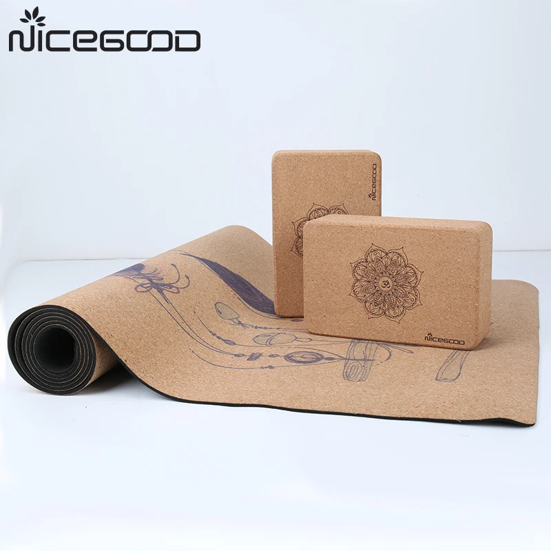 

Hot Selling Custom print Private label Yoga mat Set 1 Yoga Mat and 2 Cork Yoga Block manufacturer, Full color printing