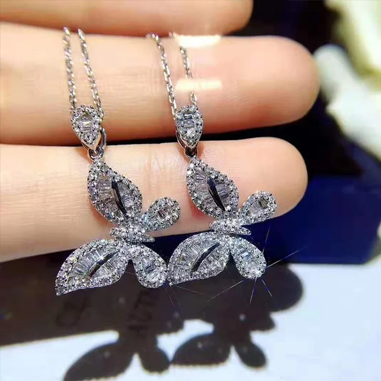 

2021 New silver 925 necklace women butterfly zircon jewelry