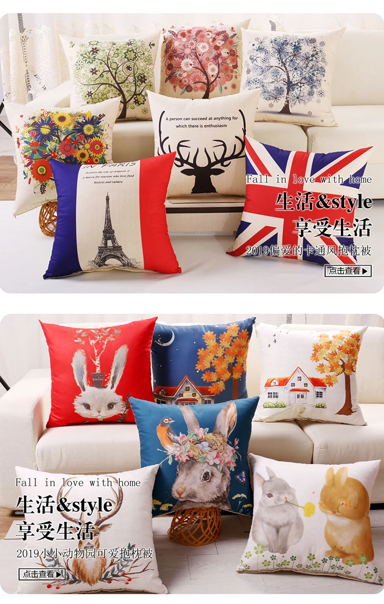 Customized Outdoor Garden Furniture Sofa Chair Christmas Sofa Case 3d Square Plain Velvet Decorative Cover Cotton Cartoon Pillow