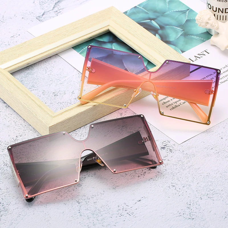 

EUGENIA 2021 Hot Sale Fashion Sun Shades Fimless Square Lens Sun glasses Women Oversize Sunglasses
