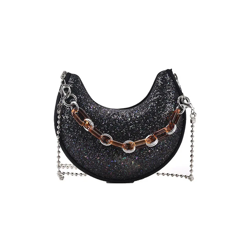 

2021 Fashion Clutch Evening Bag Shiny Sequin Party Bags Women Luxury Acrylic Chain Shoulder Handbags, Multicolor