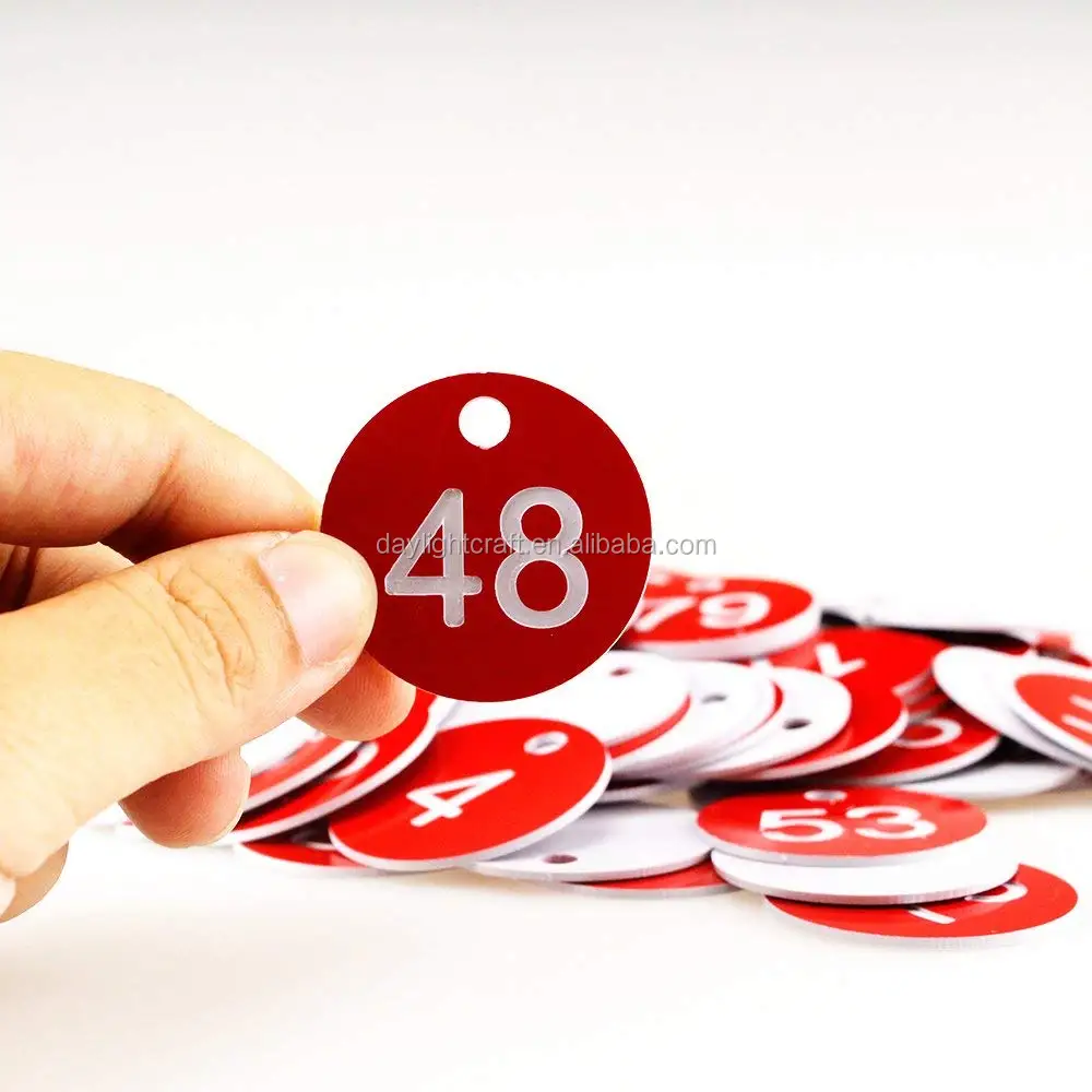 Rectangle Shape Coat Room Checks Plastic Numbered Tags Reusable