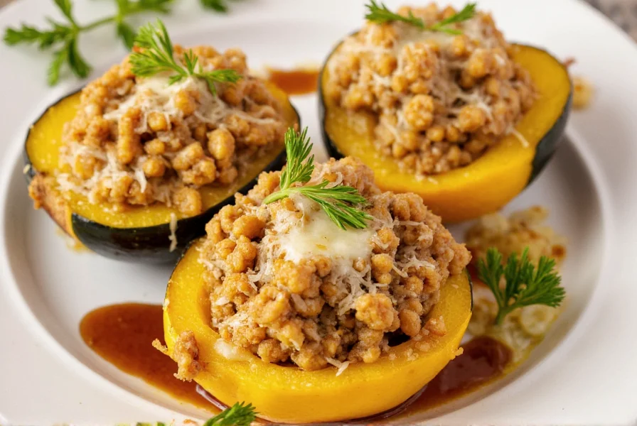 Baked stuffed acorn squash with cinnamon topping