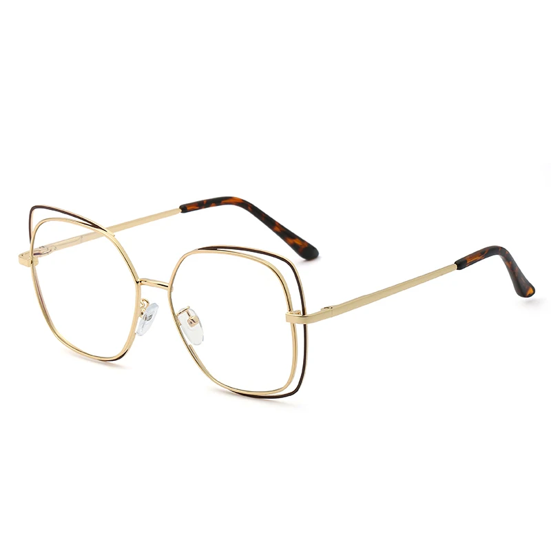 

SHINELOT 95622 Logo Printing Square Frame Ladies Women Popular Metal Resin Anti Blue Light Optical Eyeglasses Computer Eyewear
