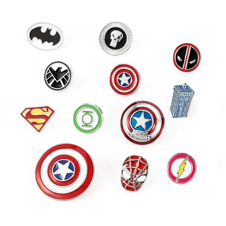 

Hot Sale Marvel Hero Brooches Venom Superhero Spider Man Captain America Iron Man Brooches Pins Movies Brooch For Fans Lovers, As picture show