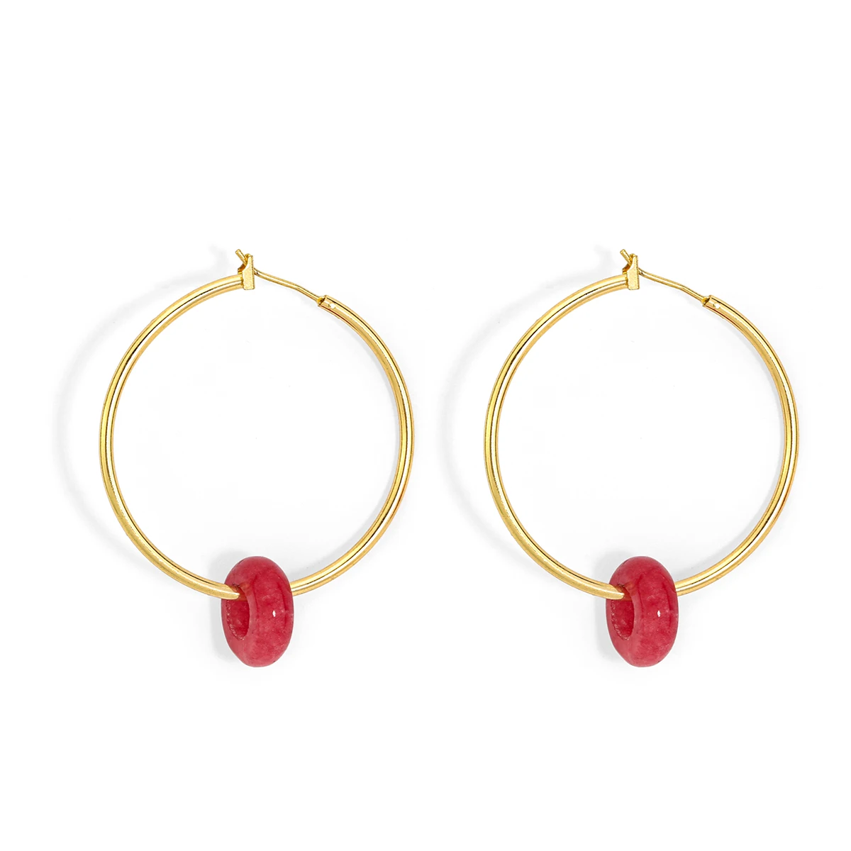 

Latest hawaiijewelry red green yellow purple jade big gold hoop earrings
