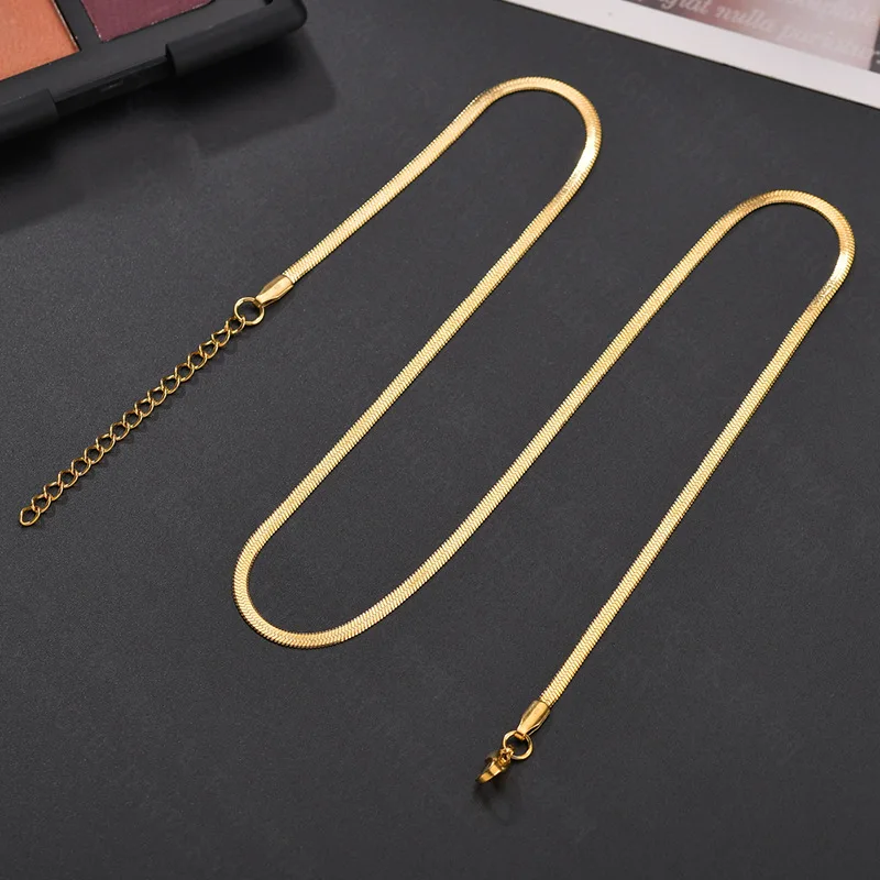 

Fashion Unisex Snake Chain Women Necklace Choker Stainless Steel Herringbone Gold Color Chain Necklace For Women Jewelry