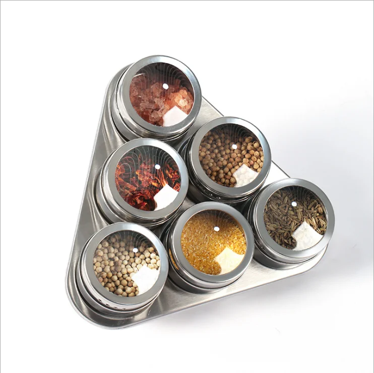 

kitchen stainless steel barbecue Seasoning Containers storage magnetic spice jars