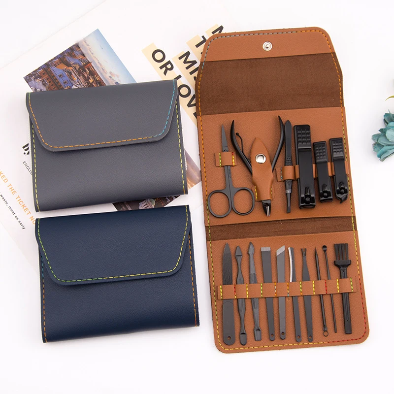 

16 Pieces Manicure Set with Leather Case Nail Clippers Kit Grooming Kit Personal Care Tool