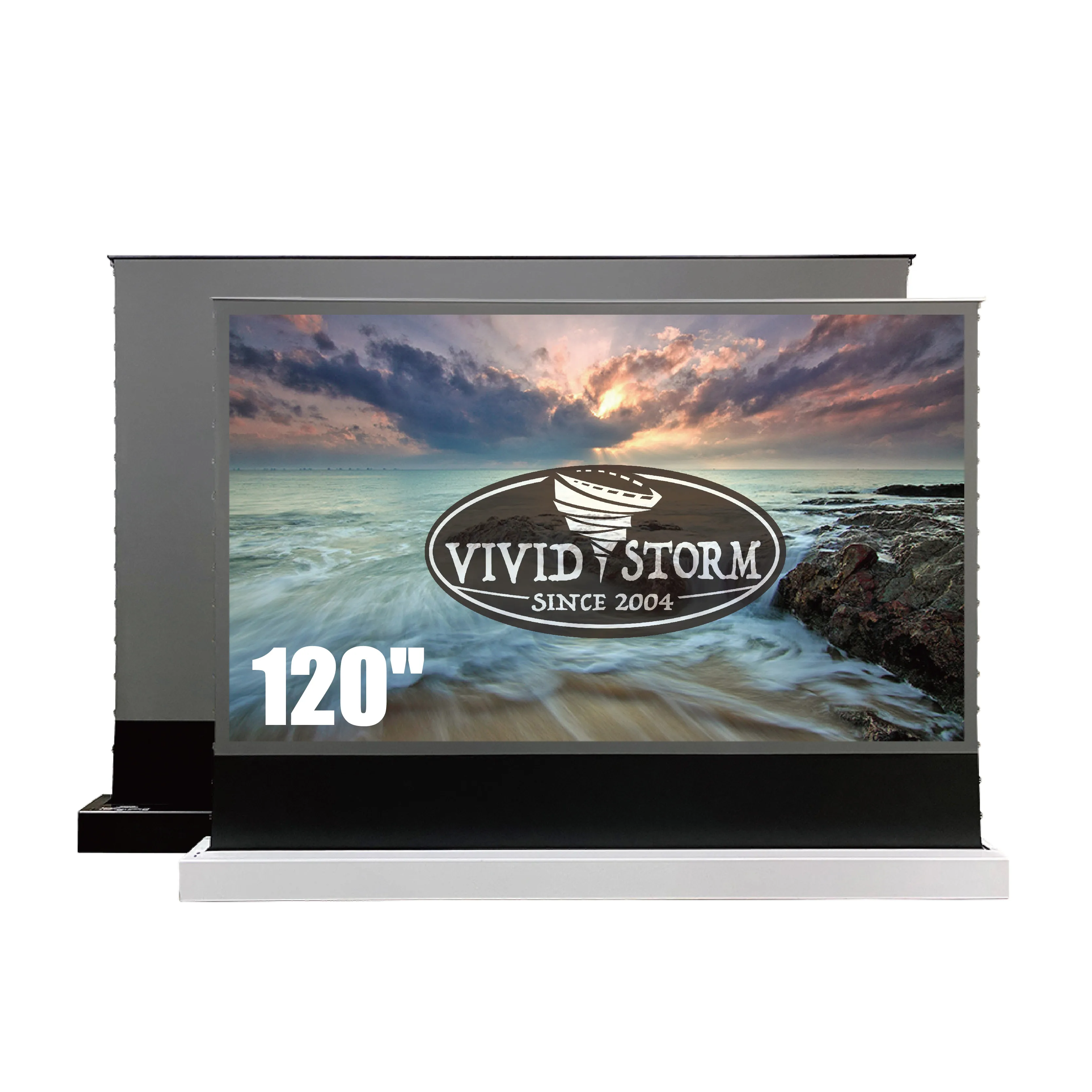 

VIVIDSTORM 2 set S PRO 120 inch motor floor rising projector screen ultrashort throw ambient light rejecting 4KHD laser TV