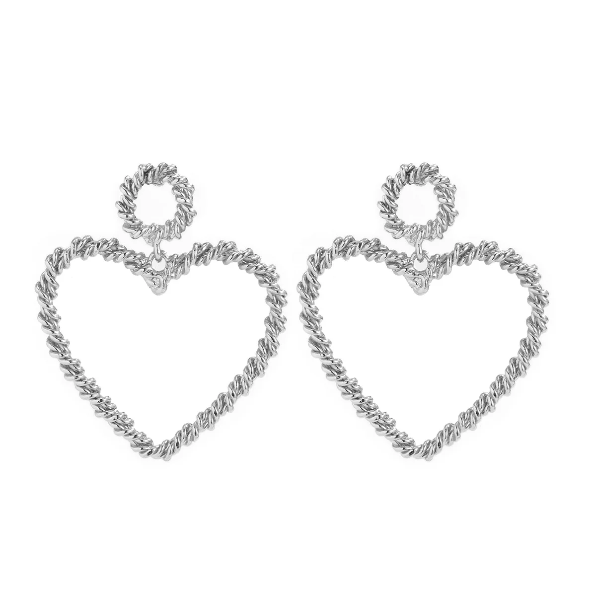 

Fashion Heart Hoop Dangle Earrings Love Heart Spiral Earring Loop Drop Earrings For Women Girls Elegant Jewelry, As the picture shows