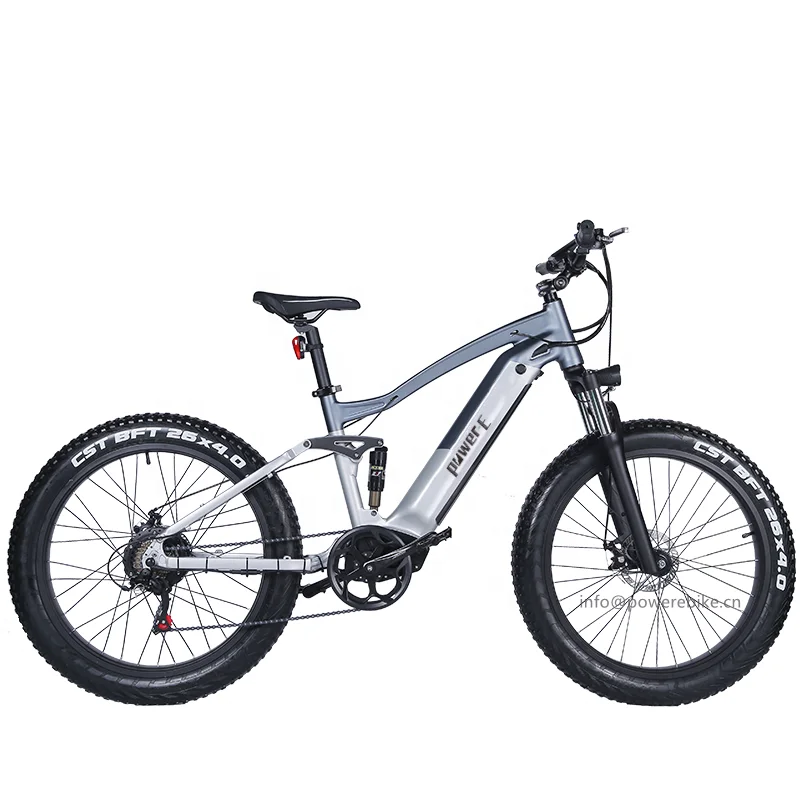 

48V 15Ah Lithium Battery Electric Fat Bike 1000W Weldless Aluminum Frame Powerul E Bike, Grey