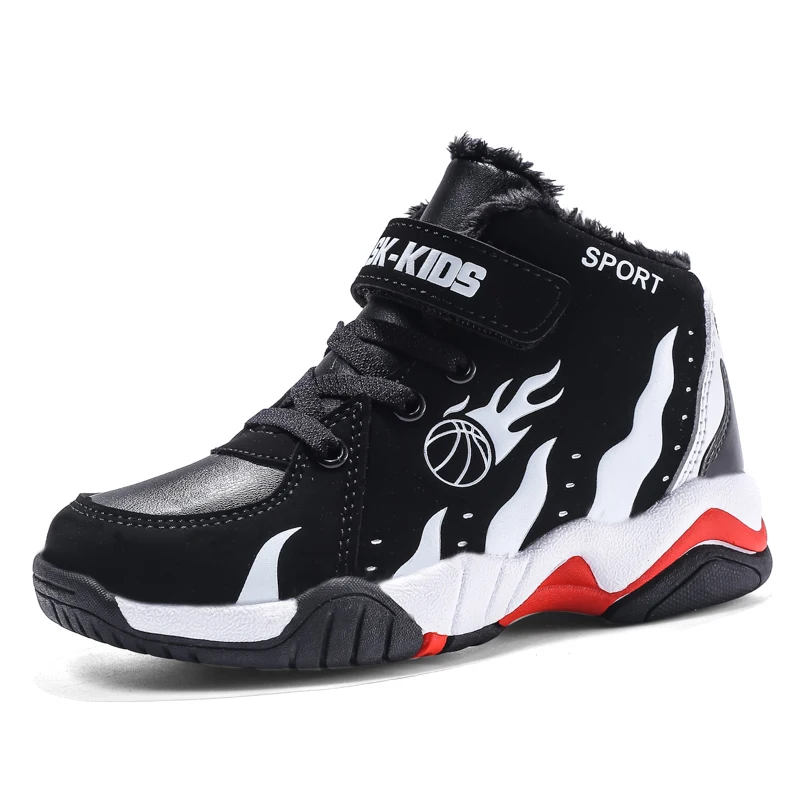 Outdoor Professional Sports Shoes Kids Basketball Sneakers Winter Cotton Leather Basketball Shoes