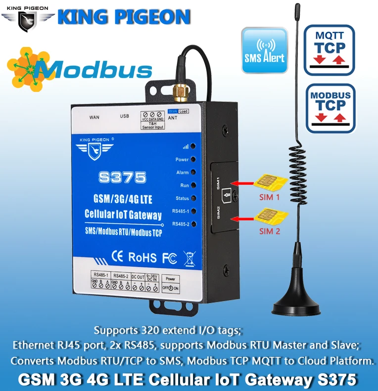 Wireless IOT RTU Programmable industrial Data Acquisition Gateway for Smart meter PLC Remote Monitoring S375 - ANKUX.COM
