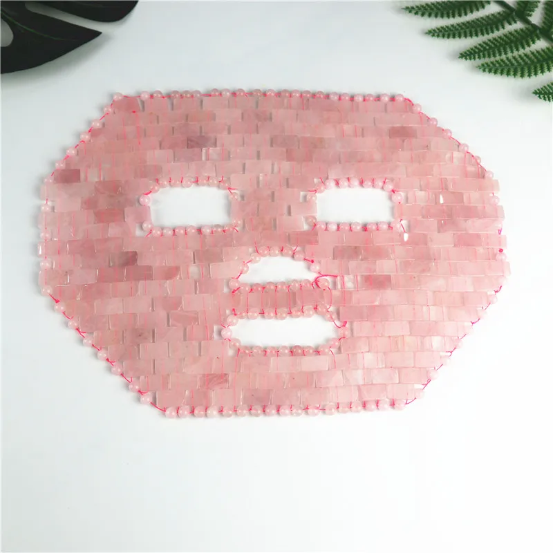 

Custom natural rose quartz cool feeling massage tool facial for reducing fatigue, Pink