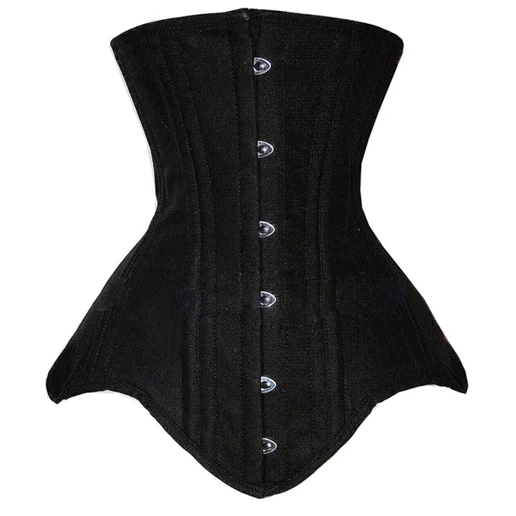 Cotton Corset Grommet String Back Waist Trainer With 18 Steel Bones Xs