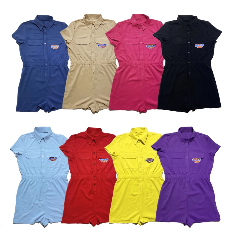 

BL21T1726 Custom Popular Summer Angel Print Short Romper With Collar Outfit Cargo Women Overall Jumpsuits Dickie Jumpsuit, Picture show