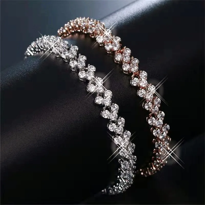 

adjustable diamond bracelet Foreign trade new exquisite luxury Roman crystal bracelet simple diamond full for diamond bracelet