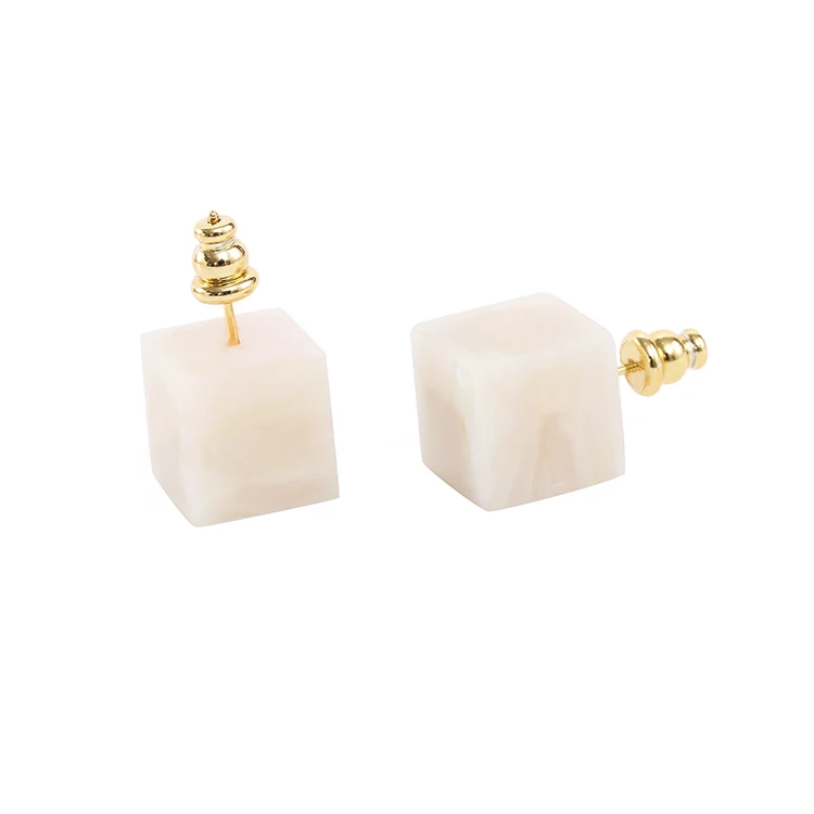 

2021 Fashion Accessories Stud Earrings Square Designs Jewelry Women Gift Trendy Acrylic Earrings, Milky-white