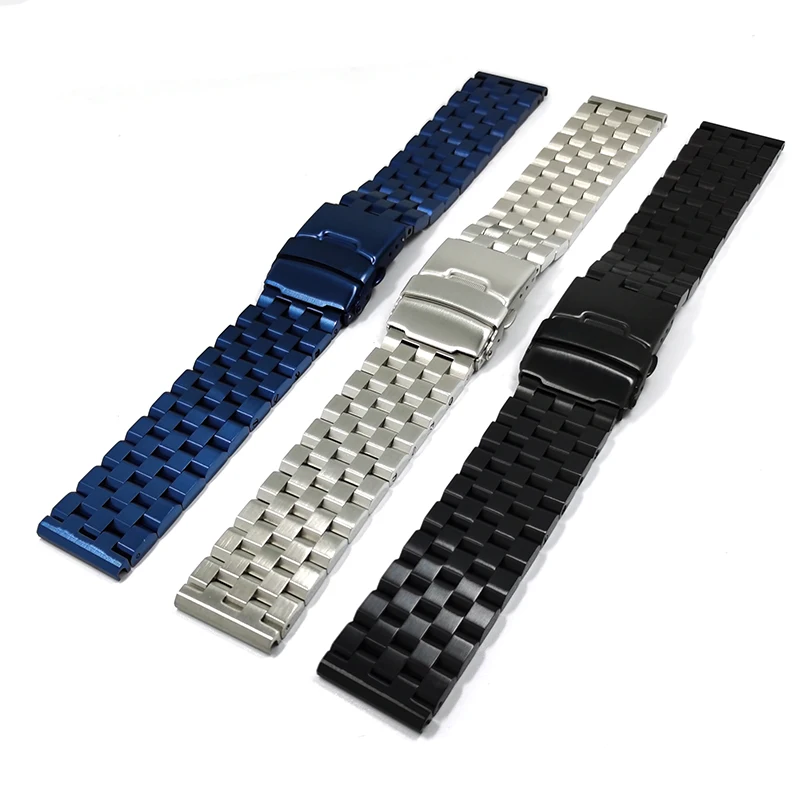 

2017 fashion luxury solid 22mm 24mm metal stainless steel watch band watch strap, Silver black